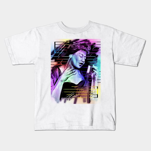 Ella Fitzgerald - digital painting Kids T-Shirt by dangerbeforeyou